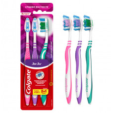 Colgate Зиг Заг многофункциональная зубная щетка, средней жесткости, промоупаковка 2+1