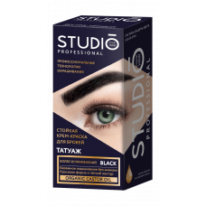 Стойкая крем-краска для бровей Studio Эффект татуажа Экстра-черная 30+20 мл