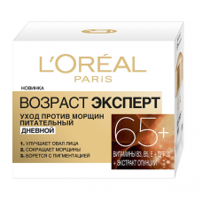 L'Oreal Paris (Лореаль) Дневной крем для лица "Возраст Эксперт 65+", против морщин, питательный, 50 мл, SPF 20