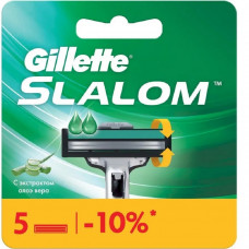 Сменные кассеты Gillette Slalom, для мужской бритвы, с 2 лезвиями, 5 шт, с точным триммером