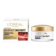 Крем для лица LOREAL Paris, ВОЗРАСТ ЭКСПЕРТ, ночной, лифтинг-уход против морщин 45+ (с ретино-пептидами), 50 мл