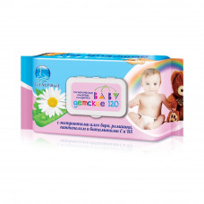 Влажные салфетки Русалочка Baby Line, детские, с ромашкой и алоэ, 120 шт 