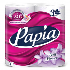Туалетная бумага Papia Bali Flower, Цветы Бали, 3 слоя 4 рулона