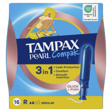 Женские гигиенические тампоны с аппликатором TAMPAX Compak Pearl Regular Duo, 16 шт