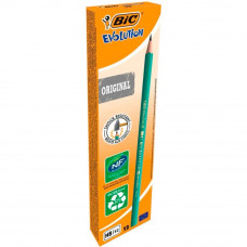 Карандаш чернографитный (простой) НВ, BIC Evolution, 12 штук