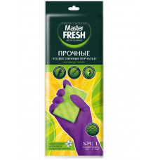Хозяйственные перчатки Master Fresh, латексные, с хлопком, размер S - M, 1 пара