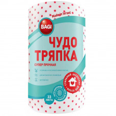 Чудо-тряпка Bagi супер прочная 20х20 см, 33 листа в рулоне