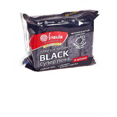 Губки для посуды Insula Professional Black Супер пена, крупнопористый поролон, 4шт