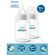 Бутылочка для кормления Philips Avent Anti-colic, 260 мл, 1 мес.+, 2 шт, с антиколиковым клапаном Бутылочка для кормления Philips Avent Anti-colic, 260 мл, 1 мес.+, 2 шт, с антиколиковым клапаном