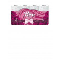 Туалетная бумага Pero Mix Rose 3 слоя, 8 рулонов, белая