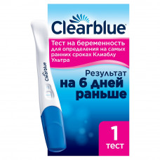 Тест на беременность Clearblue Ultra, результат за 6 дней до задержки менструации, 1 тест Тест на беременность Clearblue Ultra, результат за 6 дней до задержки менструации, 1 тест