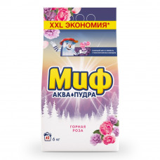 Стиральный порошок Миф Горная Роза, автомат, для цветного и белого белья, 6 кг 40 стирок Стиральный порошок Миф Горная Роза, автомат, для цветного и белого белья, 6 кг 40 стирок