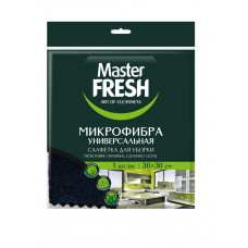 Салфетка для уборки Master Fresh, микрофибра, черная, универсальная, 30х30 см, 1 шт