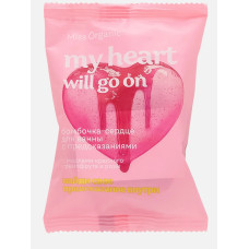 Бомбочка-сердце для ванны Miss Organic My heart will go on, с предсказаниями, с маслами красного грейпфрута и розы, 100г