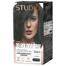 Стойкая крем-краска для волос Studio 3D Holography, 1.0 Черный