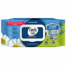 Влажные салфетки Emily Style Антибактериальные, с клапаном, 80 штук Влажные салфетки Emily Style Антибактериальные, с клапаном, 80 штук