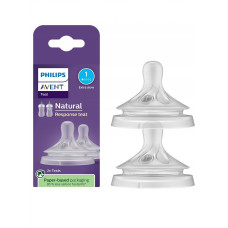 Соска для бутылочек силиконовая Philips Avent Natural Response Т1, с медленным потоком, 0 мес, 2шт Соска для бутылочек силиконовая Philips Avent Natural Response Т1, с медленным потоком, 0 мес, 2шт