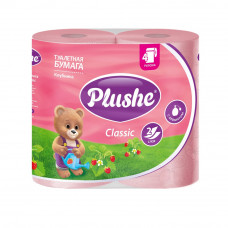 Туалетная бумага Plushe Classic Клубника, 2 слоя 4 рулона