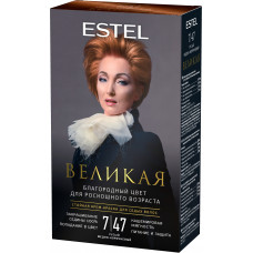 Стойкая крем-краска Estel для седых волос Великая 7/47 русый медно-коричневый